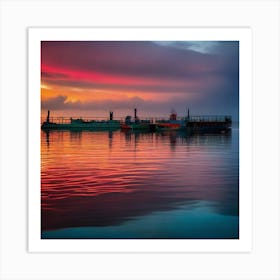 Sunset At The Docks 1 Art Print