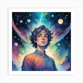 Boy In Space Art Print