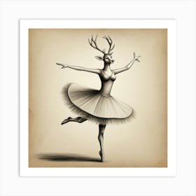 Deer Ballerina 6 Art Print