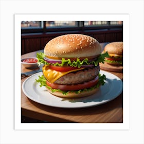 Hamburger On A Plate 25 Art Print