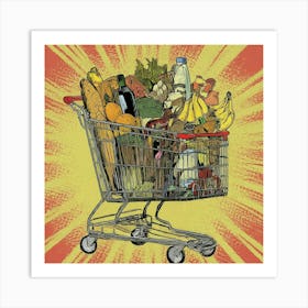 Shopping Cart Full Of Food 1 Art Print