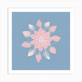 A White And Pink Flower In Minimalist Style Square Composition 705 Art Print