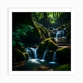 Waterfall In The Forest Art Print