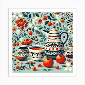 Scandinavian Art, Hawthorn berries Art Print