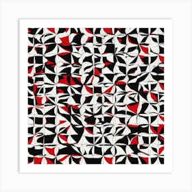 Abstract Red Black And White Pattern Art Print