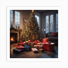 Christmas Tree In The Living Room 74 Art Print