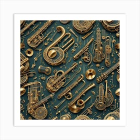 Musical Instruments Seamless Pattern Art Print