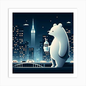 Polar Bear At Night Art Print