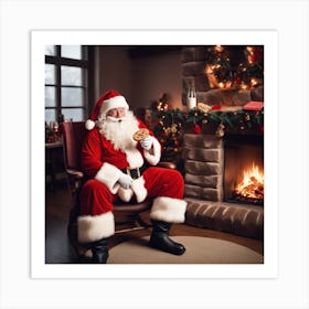 Santa Claus Sitting In Chair Art Print