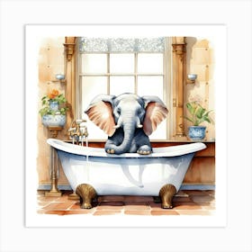 Elephant In Bathtub 10 Art Print