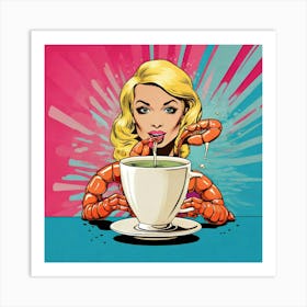 Woman Drinking Tea Art Print