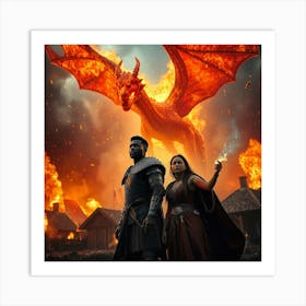 Fiery Skies: The Dragon’s Descent Art Print