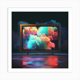 Tv Set With Clouds Art Print