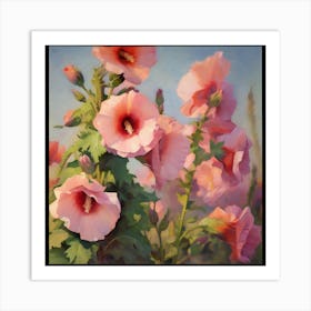 Hollyhocks Art Print