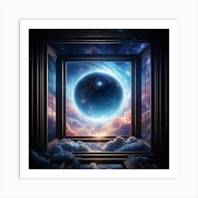 Surreal Visualization Of A Geometric Portal Like A Window Into A Dreamy Abstract Sky Filled With Sw (5) Art Print