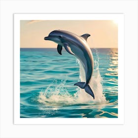 Dolphin Jumping In The Sea Art Print