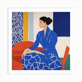 Woman In Blue Dress 3 Art Print