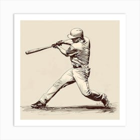 A Baseball Player Hitting Home Run Hand Drawn Sk 1718672775 4 Art Print