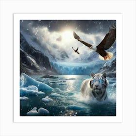 White Tiger In The Ice 1 Art Print