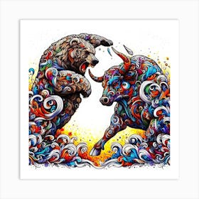 Bears And Bulls - Crypto Market Art Print