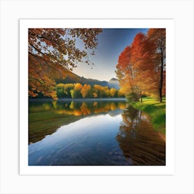 Autumn Trees By The Lake 5 Art Print