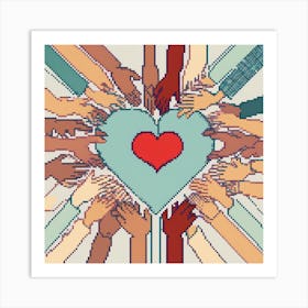 Heart Of Humanity , A Heart Made Of Interconnected Hands Representing Global Compassion And Unity 244739371 (1) Art Print