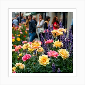 London Flower Market Art Print