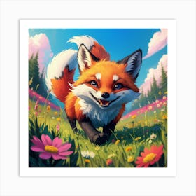 Fox In The Meadow 1 Art Print