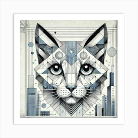 Comet Courtyard City Cat Art Print