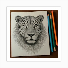 Tiger Drawing Art Print