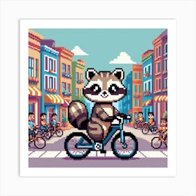 Raccoon On A Bike art 1 Art Print