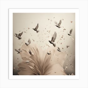 Birds Flying Over A Book art print 1 Art Print