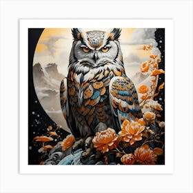 Owl In The Moonlight Art Print