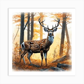 Deer In The Woods 47 Art Print