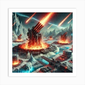 A Futuristic Sci Fi Depiction Of Solflare Artillery Thermal Disruption Barrage Art Print