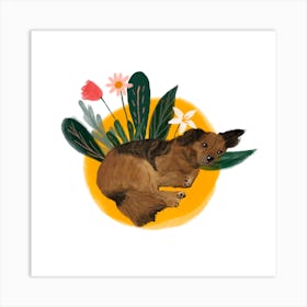 Floral Dog Art Print