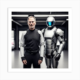 Steve Jobs And Robot Art Print