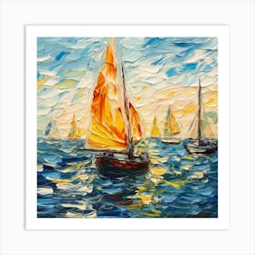 Sailboats In The Sea Art Print