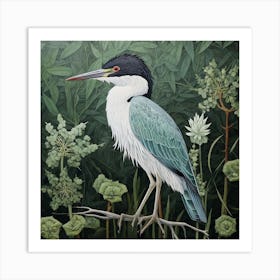 Ohara Koson Inspired Bird Painting Green Heron 3 Square Art Print