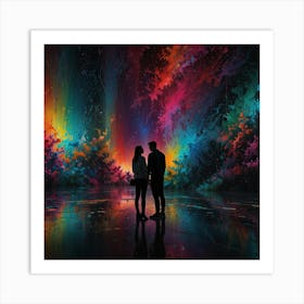 Couple In A Colorful Forest Art Print