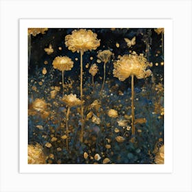 Gilded Garden Nocturnal Blooms (2) Art Print