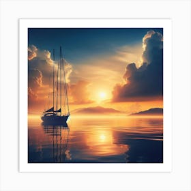 Sailboat At Sunset Art Print