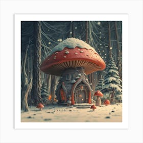 Red mushroom shaped like a hut 8 Art Print