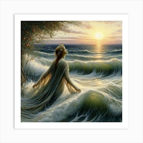 Woman In The Ocean Art Print