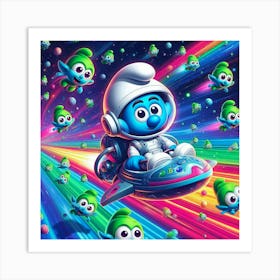 Colorful Smurf in space Art Print