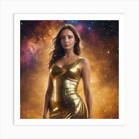 Girl In A Gold Dress 1 Art Print