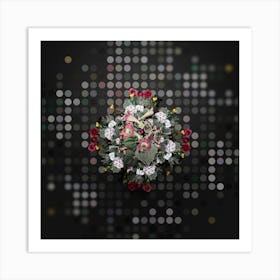 Vintage Blushing Lophospermum Floral Wreath on Dot Bokeh Pattern n.0052 Art Print