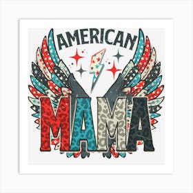 Hot Trend American Mama Leopard 4th Of July Mom Wings Art Print