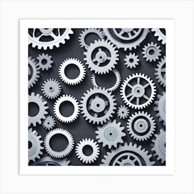 Gears On A Black Background 10 Art Print