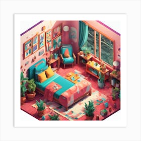 Bedroom Isometric Art Print